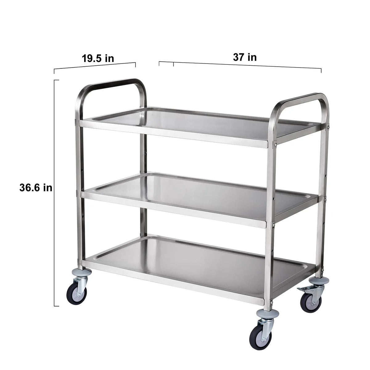 3-Tier Utility Cart Rolling Cart on Wheels 37.5"x20"x37.7" 450 LBS 6 Hooks - Image 8