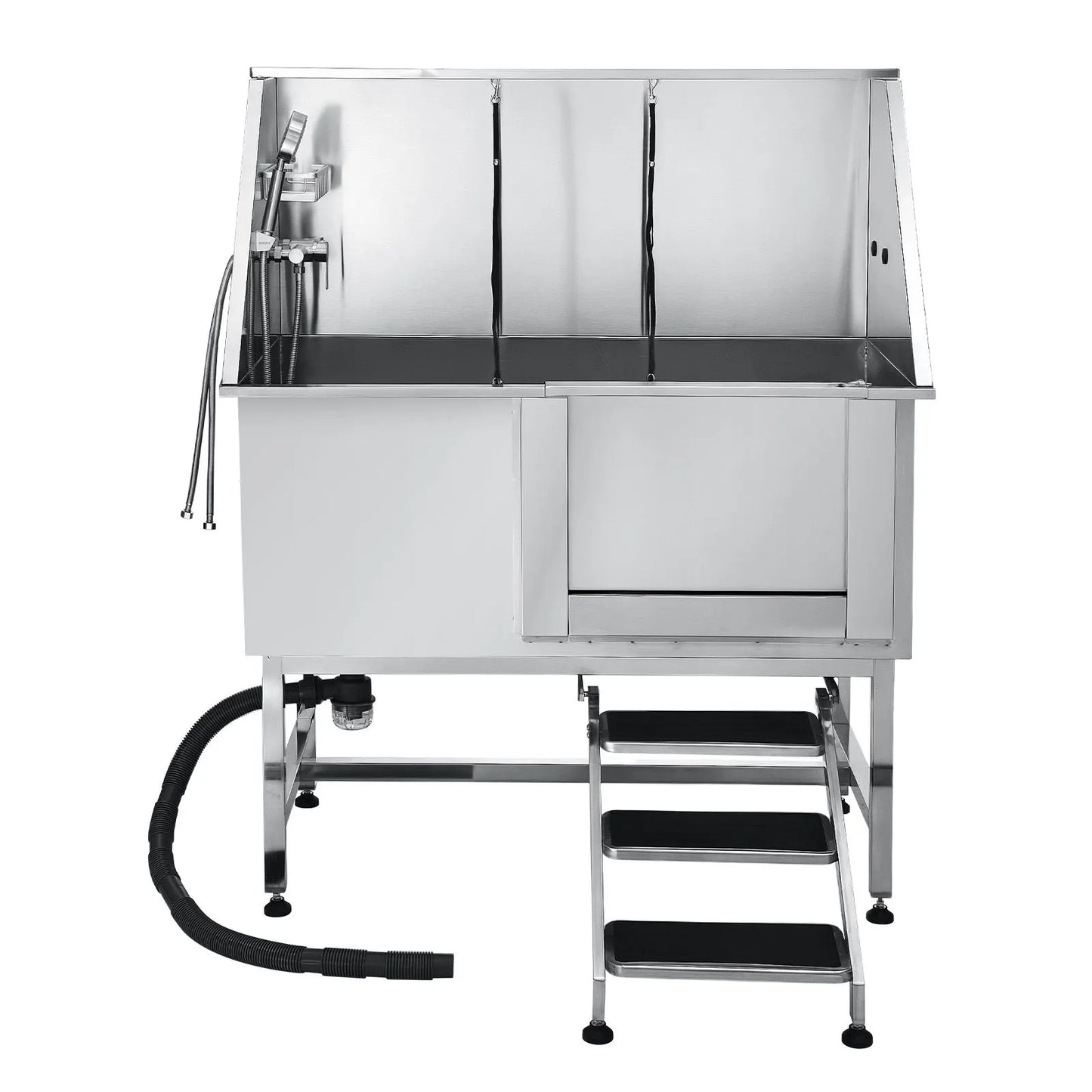 127 cm Dog Grooming Bath Tub Stainless Steel w Stairs Water Filter - Image 9
