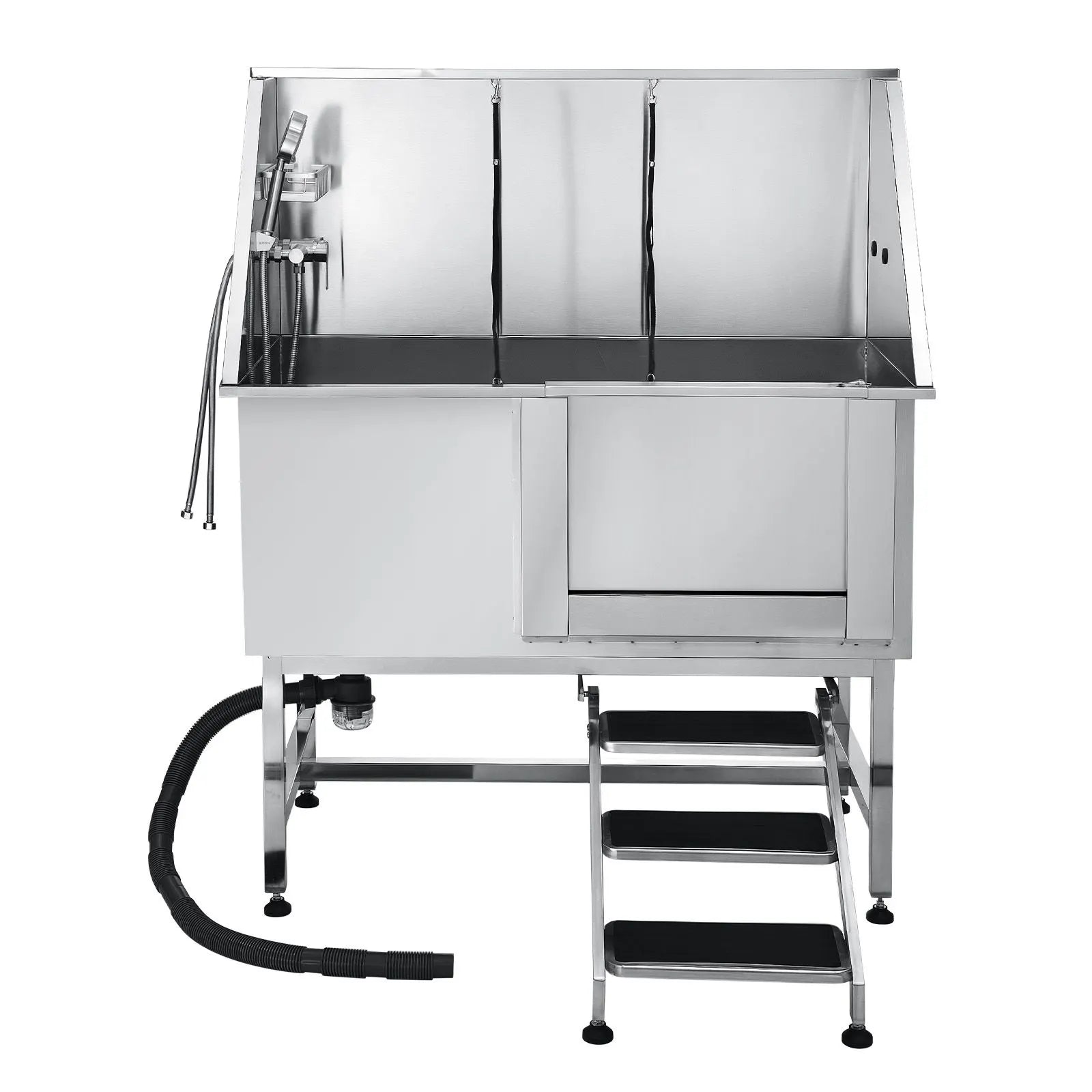 127 cm Dog Grooming Bath Tub Stainless Steel w Stairs Water Filter - Image 9