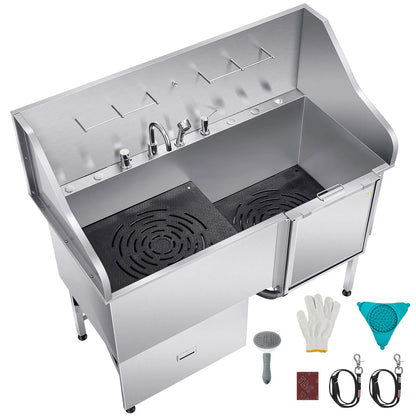 155 cm Dog Grooming Bath Tub Stainless Steel w Ramp Water Filter