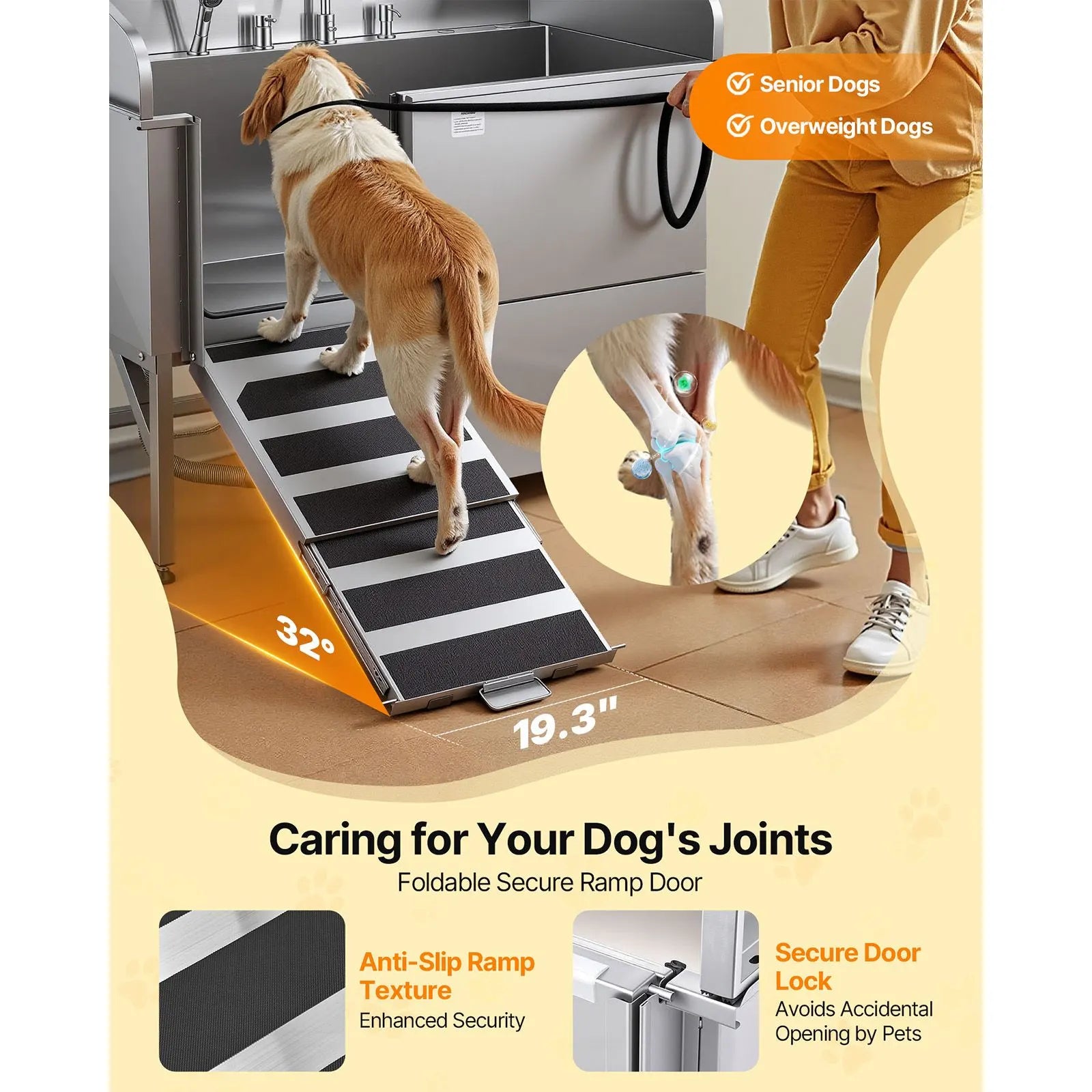 155 cm Dog Grooming Bath Tub Stainless Steel w Ramp Water Filter - Image 4