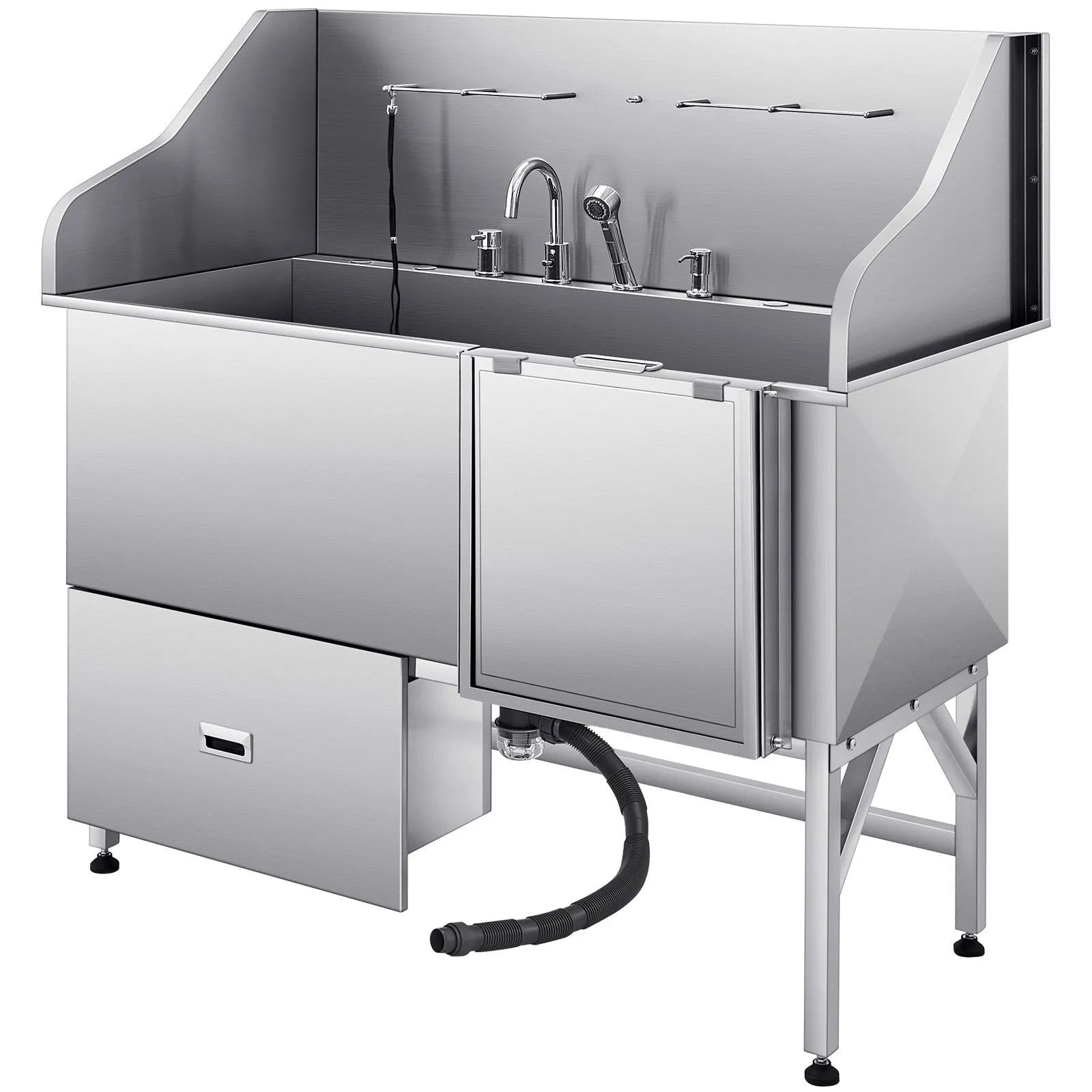 155 cm Dog Grooming Bath Tub Stainless Steel w Ramp Water Filter - Image 9