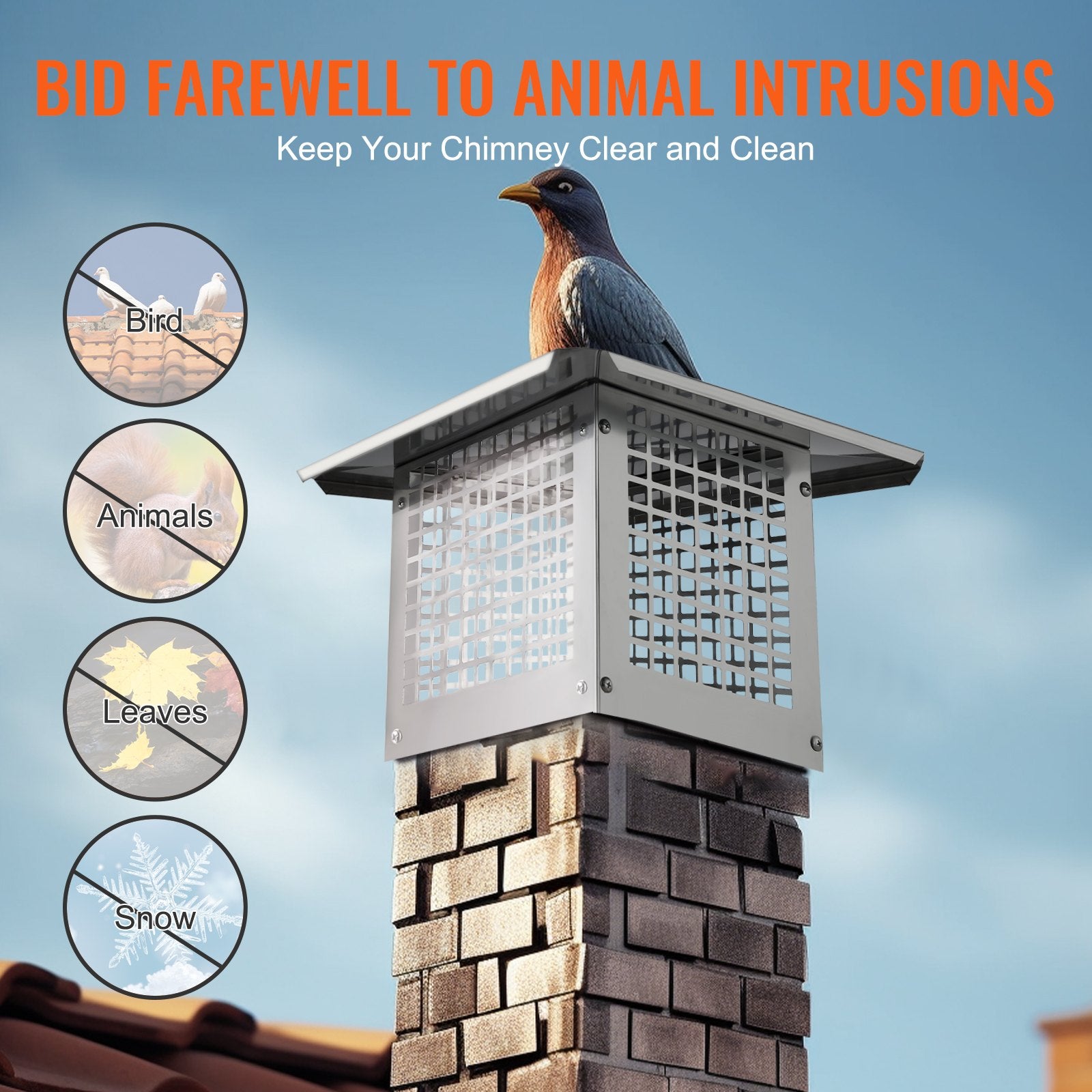 Chimney Cap 13” x 9” 304Stainless Steel Fireplace Flue Caps Cover Mesh - Image 5