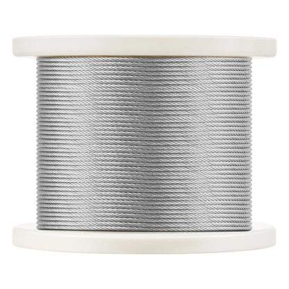 Wire Rope Kit, 3.18 mm 305 m 316 Stainless Steel Cable with Cutter and Gloves, 7.1KN Breaking Strength, 7x7 Strands Construction Marine Aircraft Grade for Handrail Stair Decking Fence Outdoors