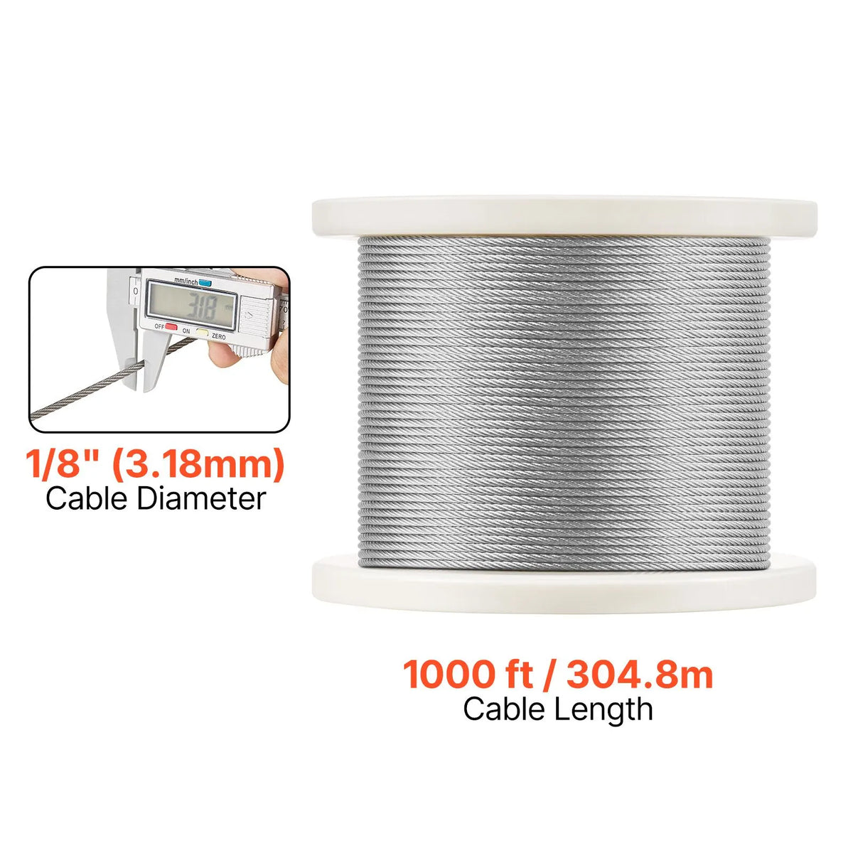 Wire Rope Kit, 3.18 mm 305 m 316 Stainless Steel Cable with Cutter and Gloves, 7.1KN Breaking Strength, 7x7 Strands Construction Marine Aircraft Grade for Handrail Stair Decking Fence Outdoors - Image 8