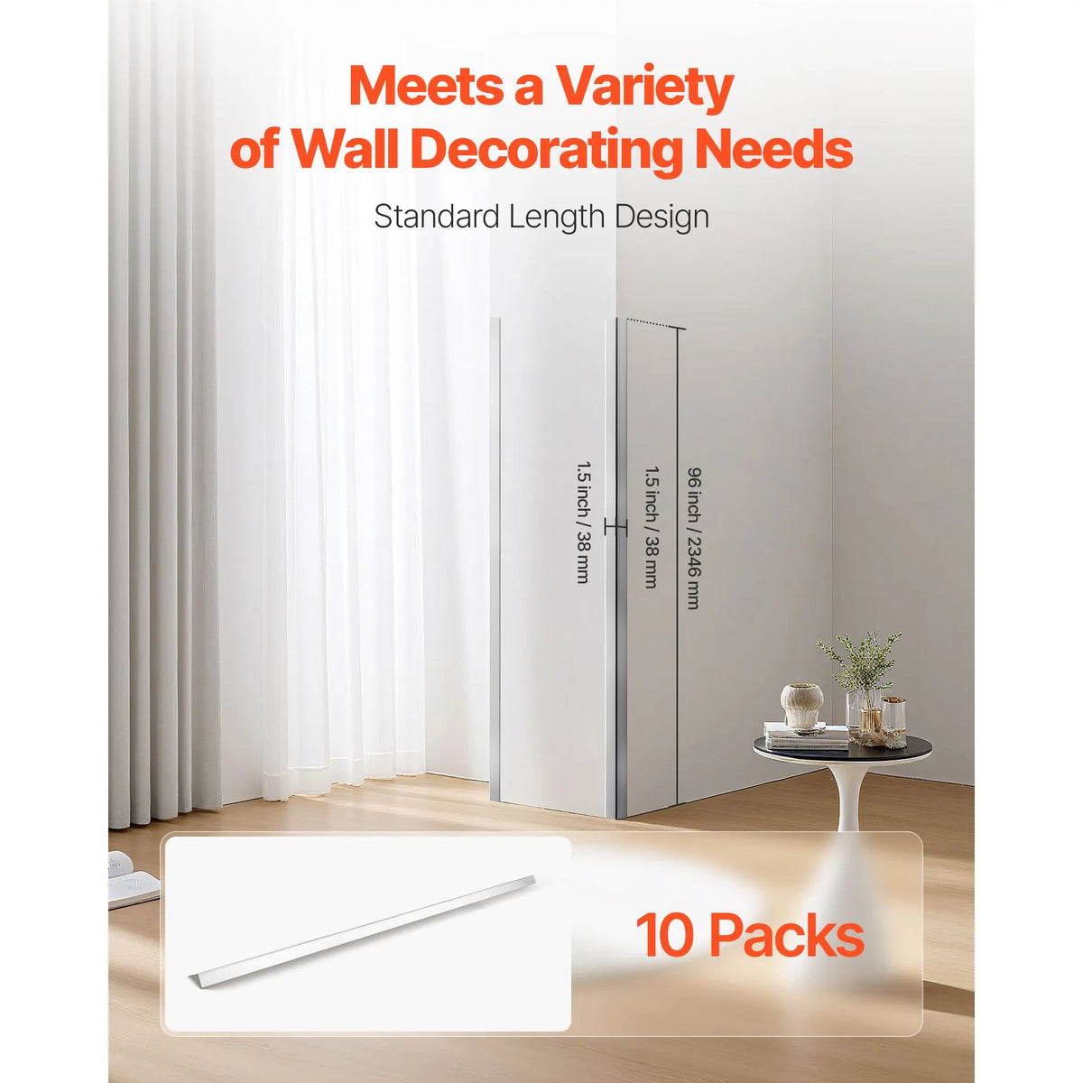 Stainless Steel Wall Corner Protector, 38 x 38 x 2436 mm, 10 Pack Metal Corner Guards, 304 Stainless Steel Edge Trim 90-Degree Angle for Home,Office,Commercial Wall Protection, with 3m Tape - Image 2