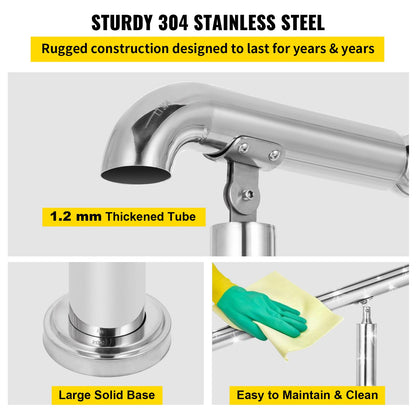 3 Step Railing Stainless Steel Transitional Handrail fit for Level Surface and 1 to 3 Steps Adjustable Stair Railing Indoor Outdoor Step Railings 220lb Capacity W/ Installation Kit Porch DIY - Image 5