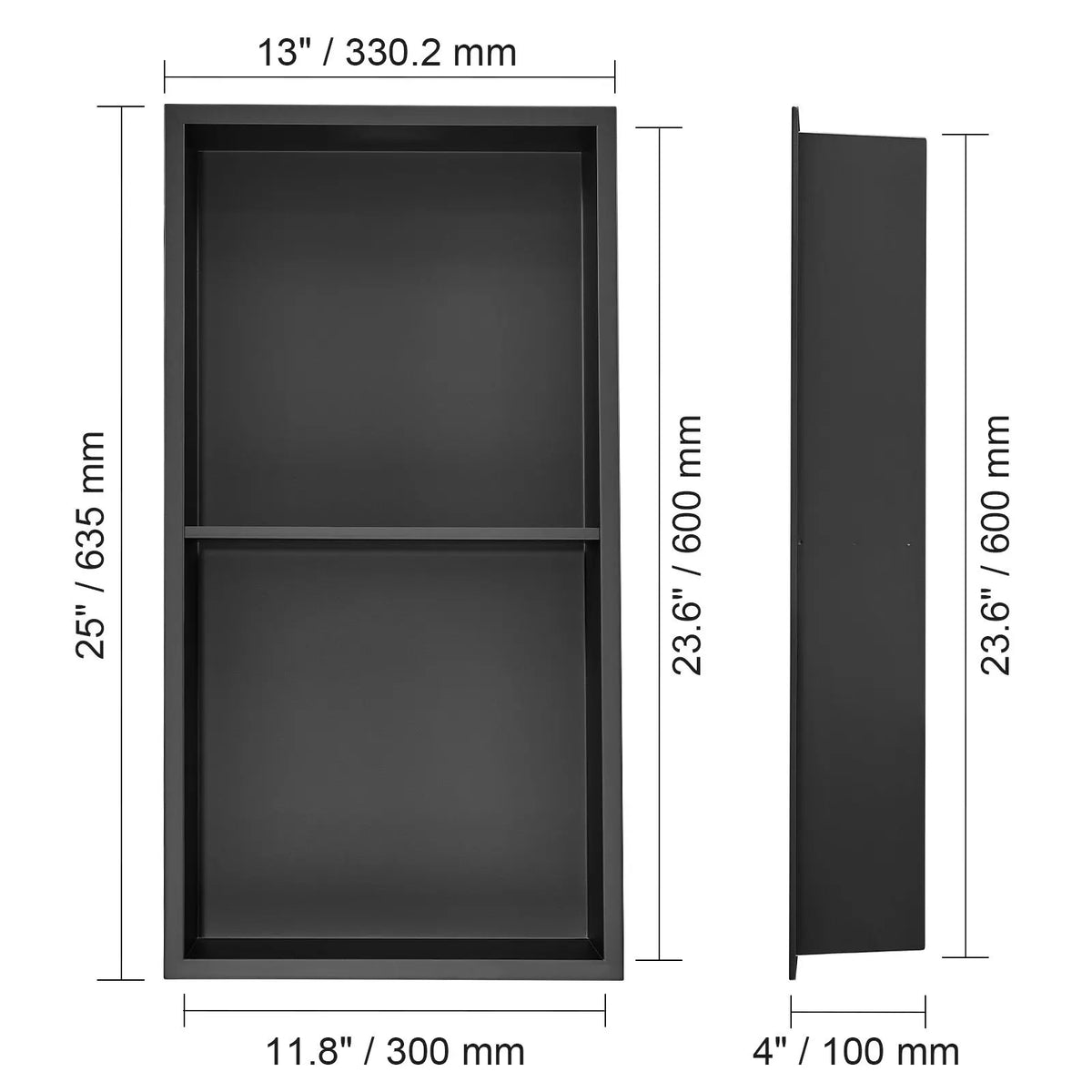 33.02 x 63.5 cm No Tile Shower Niche 304 Stainless Steel, Wall-Inserted Niche Recessed Double Shelves, Sealed Waterproof Rust-Resistant Modern Niche for Shower or Soap Storage Bathroom - Image 8