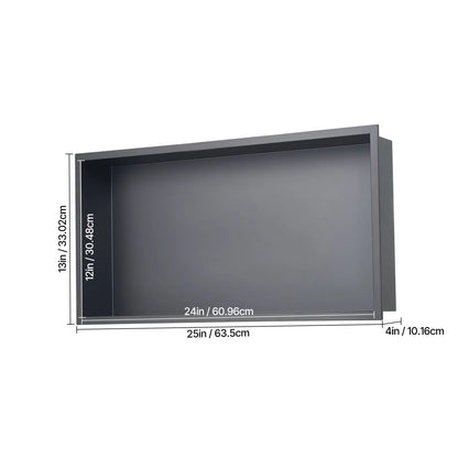 Shower Niche, 33.0 x 63.5 x 10.2 cm Recessed Wall Niche, Heavy-duty Stainless Steel Modern Soap & Shampoo Storage Organizer, Sealed Waterproof, Durable & Easy to Install, Black for Bathroom - Image 8