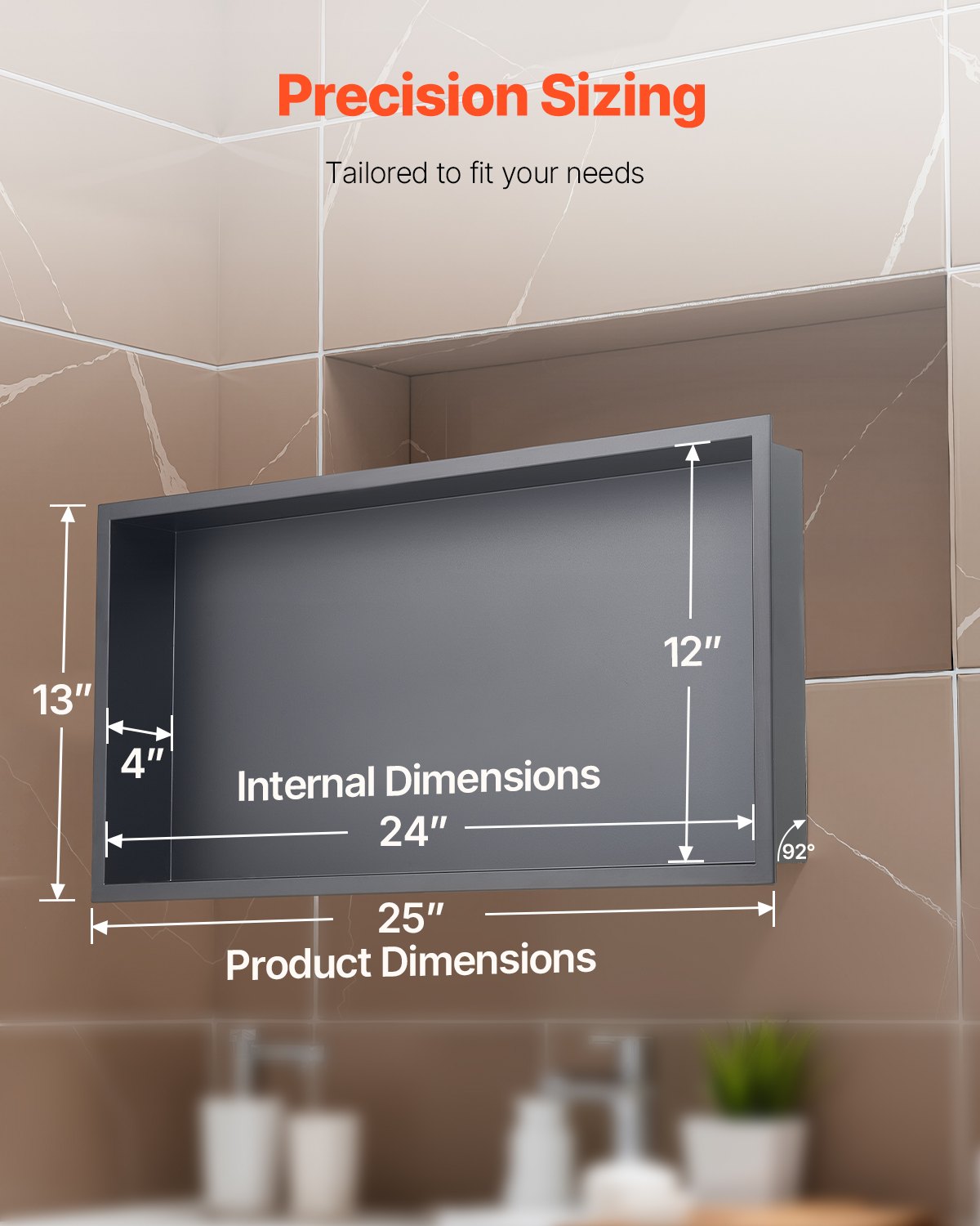 Shower Niche, 33.0 x 63.5 x 10.2 cm Recessed Wall Niche, Heavy-duty Stainless Steel Modern Soap & Shampoo Storage Organizer, Sealed Waterproof, Durable & Easy to Install, Black for Bathroom - Image 6