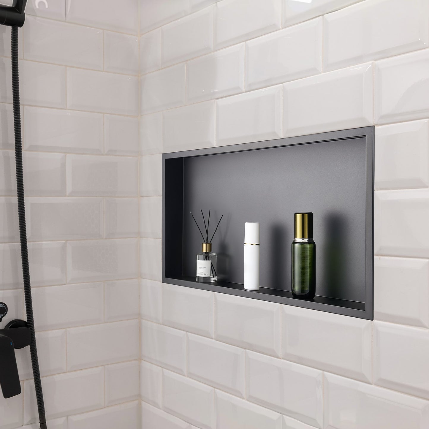 Shower Niche, 33.0 x 63.5 x 10.2 cm Recessed Wall Niche, Heavy-duty Stainless Steel Modern Soap & Shampoo Storage Organizer, Sealed Waterproof, Durable & Easy to Install, Black for Bathroom - Image 8