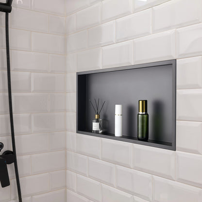 Shower Niche, 33.0 x 63.5 x 10.2 cm Recessed Wall Niche, Heavy-duty Stainless Steel Modern Soap & Shampoo Storage Organizer, Sealed Waterproof, Durable & Easy to Install, Black for Bathroom - Image 8