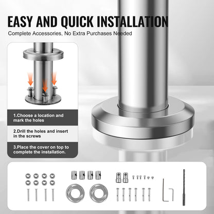 39.4in Handrails for Outdoor Steps 2 Crossbars Staircase for Porch Deck - Image 4