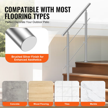 39.4in Handrails for Outdoor Steps 2 Crossbars Staircase for Porch Deck - Image 5