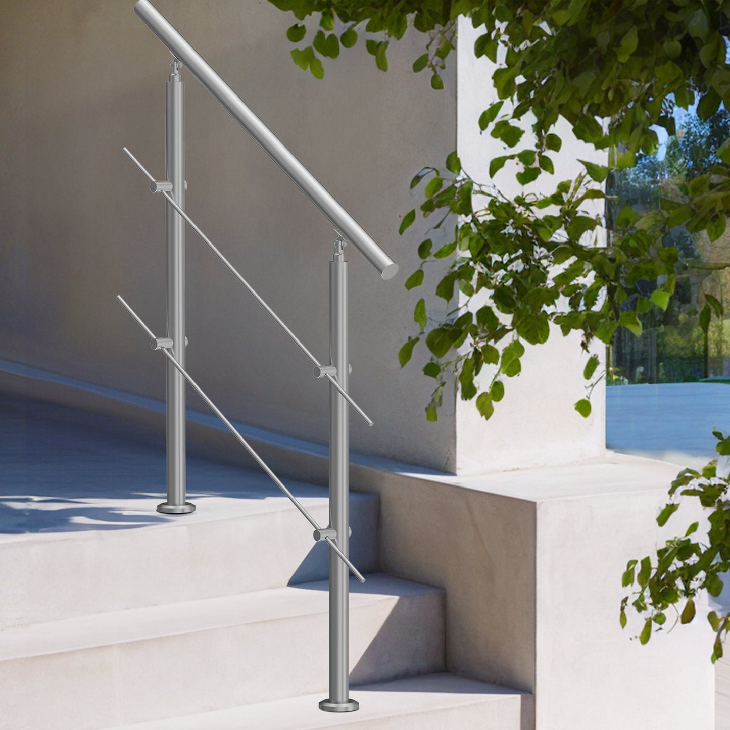 39.4in Handrails for Outdoor Steps 2 Crossbars Staircase for Porch Deck - Image 8
