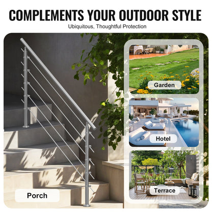 59in Handrails for Outdoor Steps 5 Crossbars Staircase for Porch Deck - Image 6