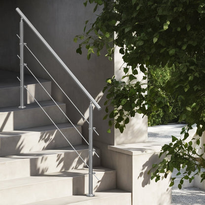 Handrails for Outdoor Steps, 59 in Length 3 Crossbars Stair Hand Rail Kit, Transitional Stainless Steel Railings w/ Installation Kit, Double-column Staircase Handrails for Seniors,Porch & Deck - Image 8