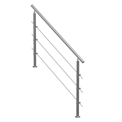 Handrails for Outdoor Steps, 59 in Length 3 Crossbars Stair Hand Rail Kit, Transitional Stainless Steel Railings w/ Installation Kit, Double-column Staircase Handrails for Seniors,Porch & Deck - Image 9