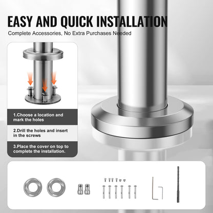 Handrails for Outdoor Steps, 59 in/ 150cm Length Stair Hand Rail Kit, Transitional Stainless Steel Railings with Installation Kit, Double-column Staircase Handrails for Seniors,Porch & Deck - Image 4