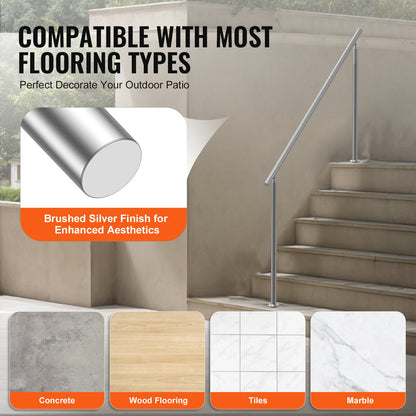 Handrails for Outdoor Steps, 70.9 in/ 180cm Length Stair Hand Rail Kit, Transitional Stainless Steel Railings with Installation Kit, Double-column Staircase Handrails for Seniors,Porch & Deck - Image 5