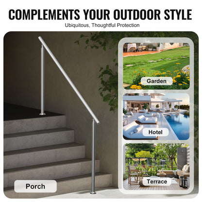 Handrails for Outdoor Steps, 70.9 in/ 180cm Length Stair Hand Rail Kit, Transitional Stainless Steel Railings with Installation Kit, Double-column Staircase Handrails for Seniors,Porch & Deck - Image 6