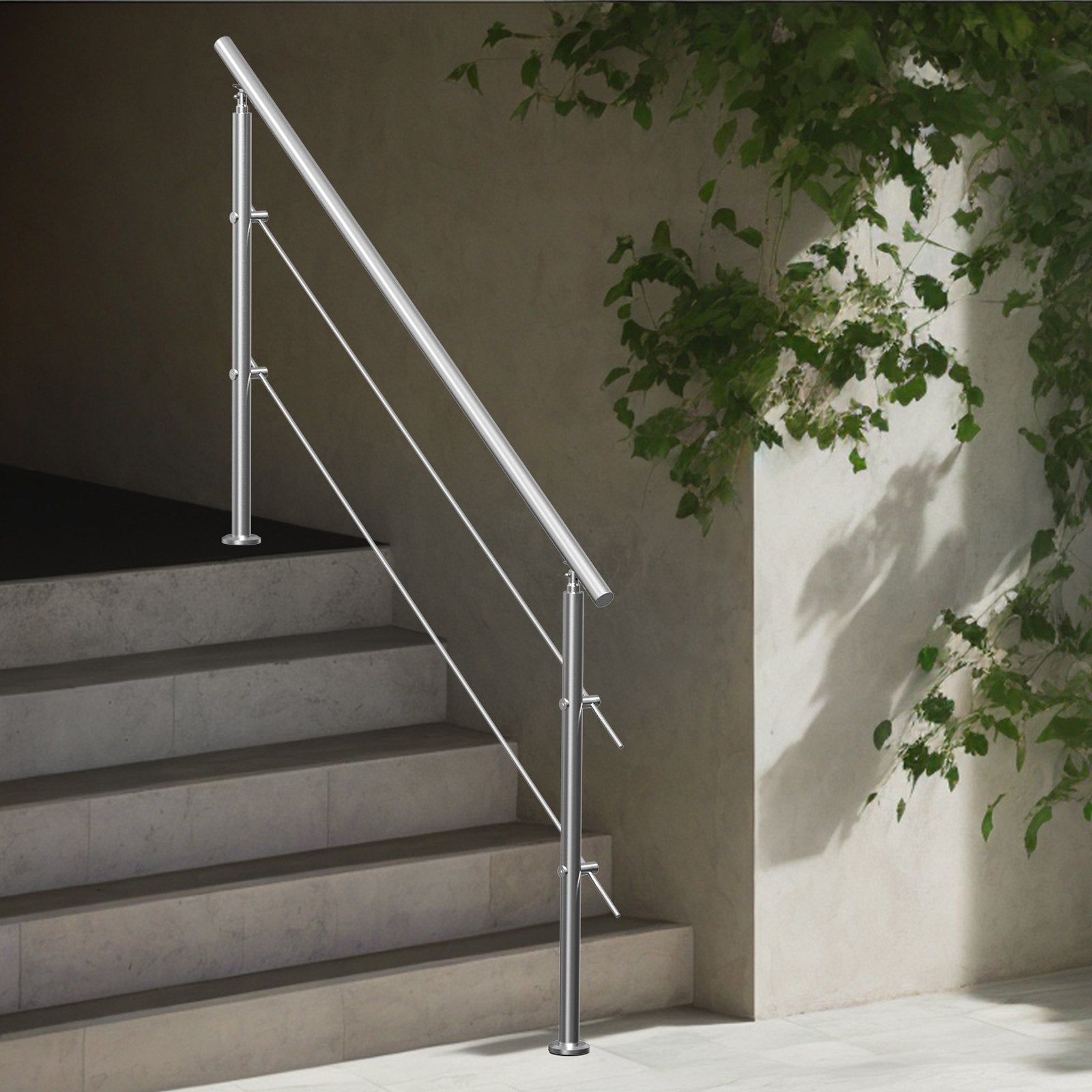 Handrails for Outdoor Steps, 70.9in Length 2 Crossbars Stair Hand Rail Kit, Transitional Stainless Steel Railings w/ Installation Kit, Double-column Staircase Handrails for Seniors,Porch & Deck - Image 8