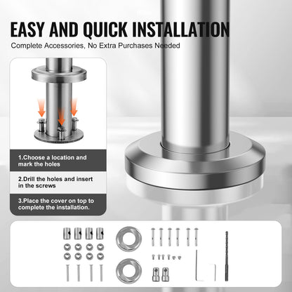 Handrails for Outdoor Steps, 31.5in Length 2 Crossbars Stair Hand Rail Kit, Transitional Stainless Steel Railings w/ Installation Kit, Double-column Staircase Handrails for Seniors,Porch & Deck - Image 4