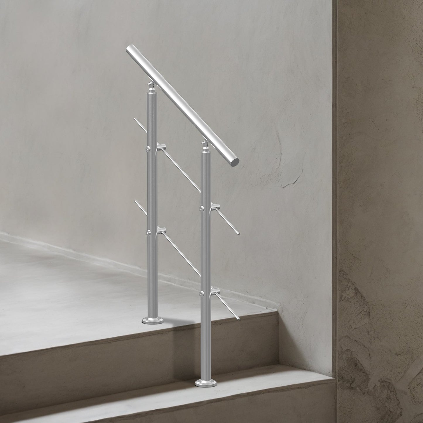 Handrails for Outdoor Steps, 31.5in Length 2 Crossbars Stair Hand Rail Kit, Transitional Stainless Steel Railings w/ Installation Kit, Double-column Staircase Handrails for Seniors,Porch & Deck - Image 8