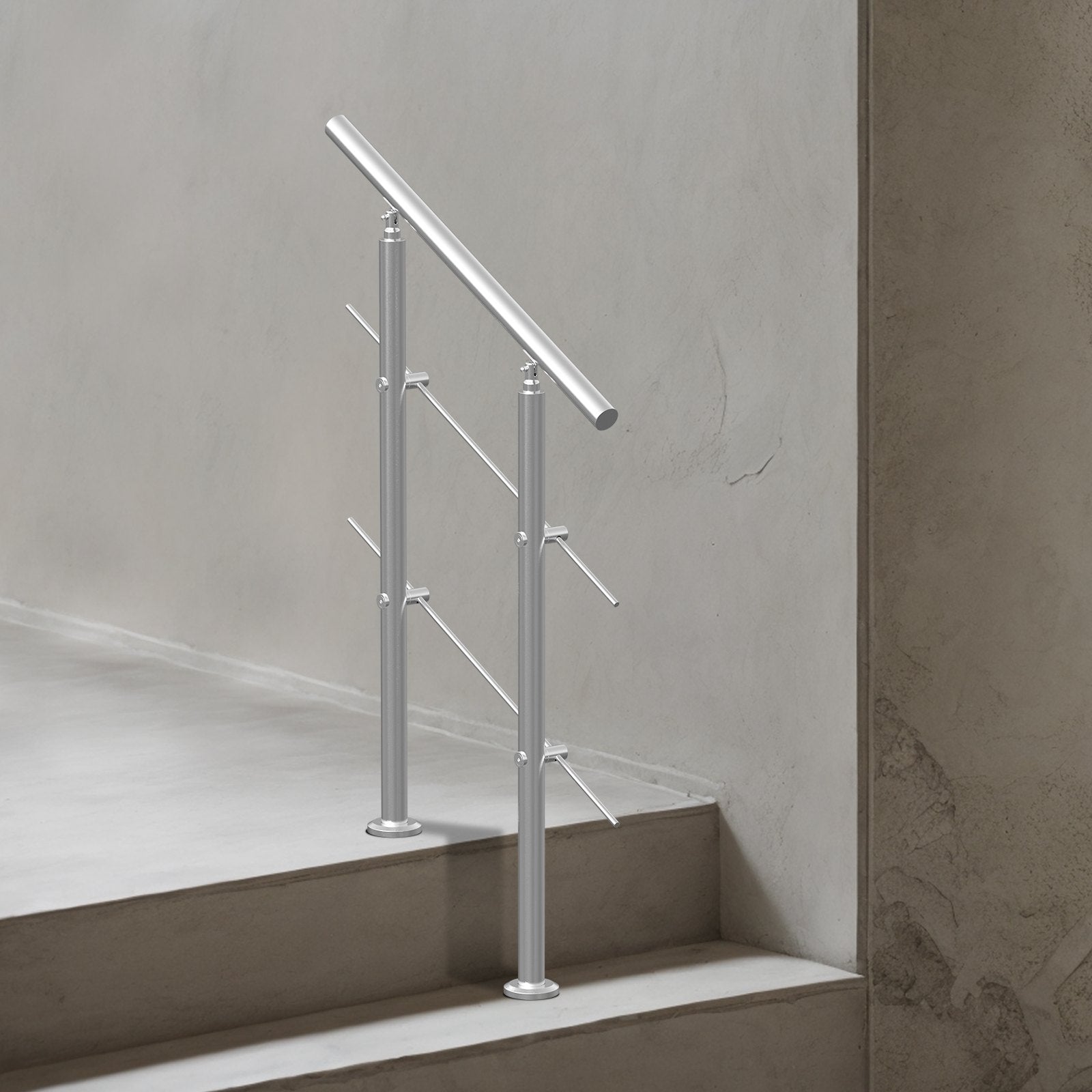 Handrails for Outdoor Steps, 31.5in Length 2 Crossbars Stair Hand Rail Kit, Transitional Stainless Steel Railings w/ Installation Kit, Double-column Staircase Handrails for Seniors,Porch & Deck - Image 8