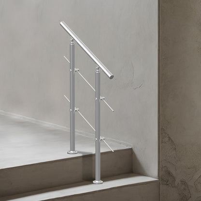 Handrails for Outdoor Steps, 31.5in Length 2 Crossbars Stair Hand Rail Kit, Transitional Stainless Steel Railings w/ Installation Kit, Double-column Staircase Handrails for Seniors,Porch & Deck - Image 8