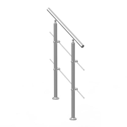 Handrails for Outdoor Steps, 31.5in Length 2 Crossbars Stair Hand Rail Kit, Transitional Stainless Steel Railings w/ Installation Kit, Double-column Staircase Handrails for Seniors,Porch & Deck - Image 9