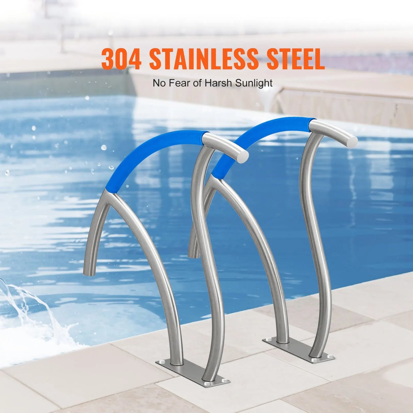 Pool Handrail 2 PCS 30x30in Stainless Steel with Base Plate for Spas - Image 2
