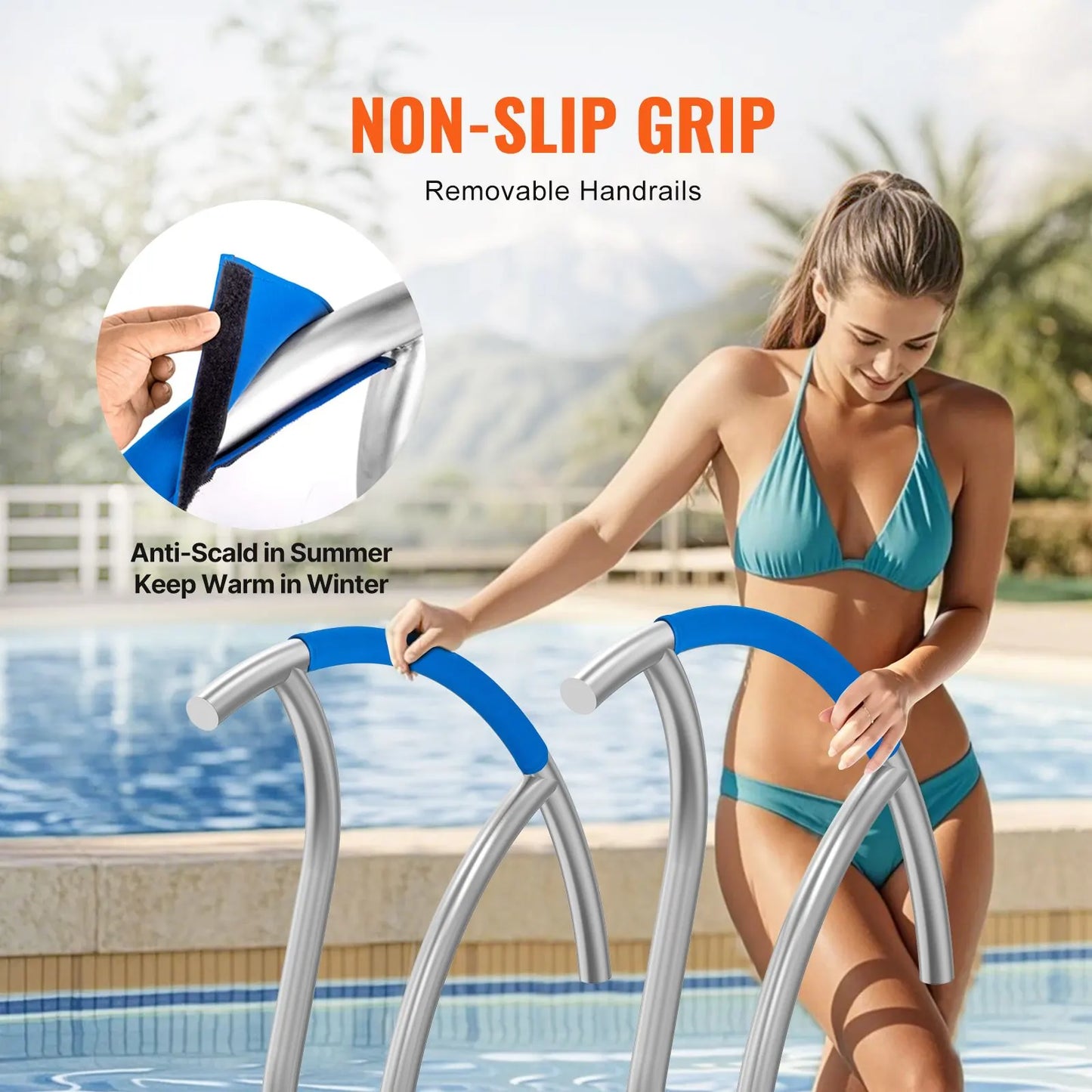 Pool Handrail 2 PCS 30x30in Stainless Steel with Base Plate for Spas - Image 4