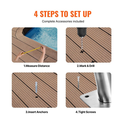 Pool Handrail 2 PCS 30x30in Stainless Steel with Base Plate for Spas - Image 5