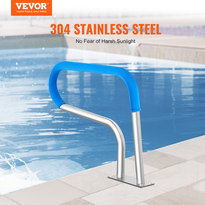 Pool Handrail, 32 x 23 inch Pool Railing, Stainless Steel with Base Plate for Indoor/Outdoor Pools,Swimming Pool Safety Railing for Decks,Rust-Proof Grab Bar w/ Grip Cover&Accessories for Spas - Image 2