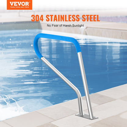 Pool Handrail 39 x 32 inch Stainless Steel with Base Plate for Spas - Image 2