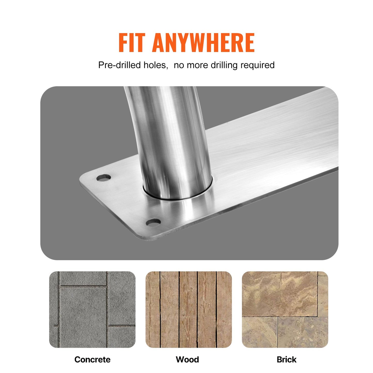 Pool Handrail 54 x 36 inch Stainless Steel with Base Plate for Spas - Image 6