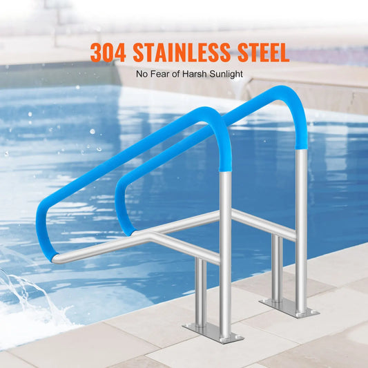 Pool Handrail 2 PCS 55 x 32 inch Stainless Steel with Base Plate for Spas - Image 2