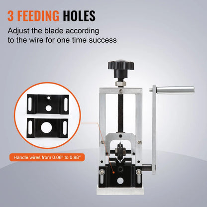 Manual Wire Stripping Machine, 0.06''-0.98'' Copper Stripper with Hand Crank or Drill Powered, Visible Stripping Depth Reference, Portable Aluminum Frame Wire Peeler for Scrap Copper Recycling - Image 3
