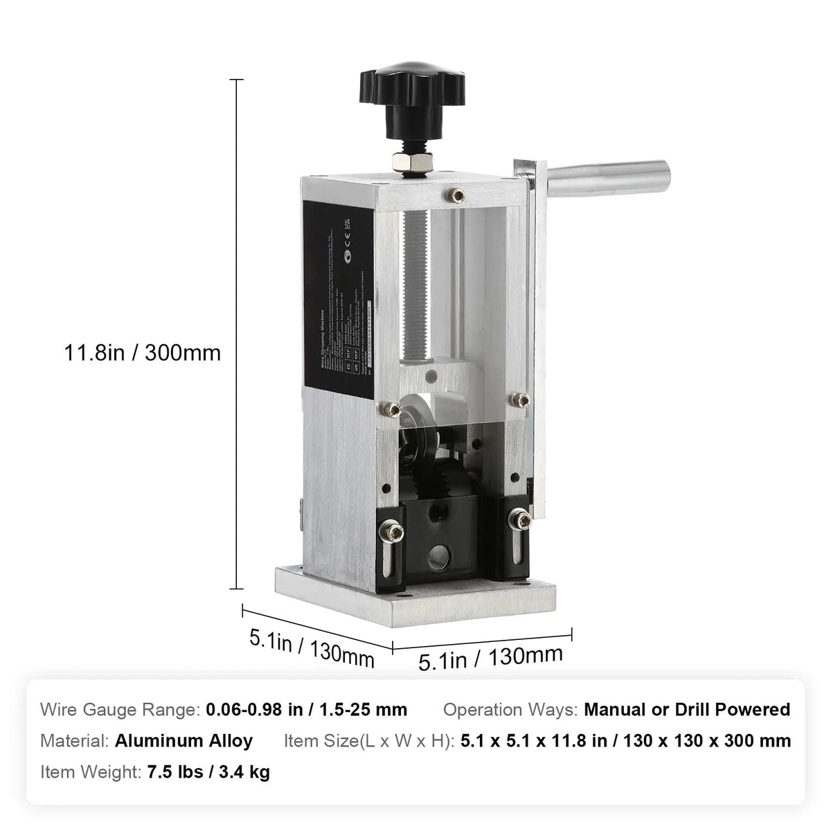 Manual Wire Stripping Machine, 0.06''-0.98'' Copper Stripper with Hand Crank or Drill Powered, Visible Stripping Depth Reference, Portable Aluminum Frame Wire Peeler for Scrap Copper Recycling - Image 7