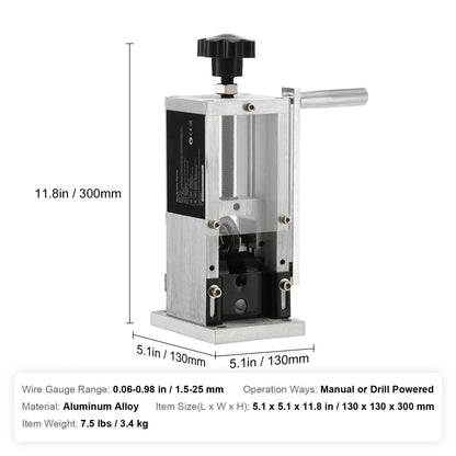 Manual Wire Stripping Machine, 0.06''-0.98'' Copper Stripper with Hand Crank or Drill Powered, Visible Stripping Depth Reference, Portable Aluminum Frame Wire Peeler for Scrap Copper Recycling - Image 7