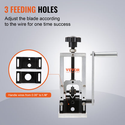 Manual Wire Stripping Machine, 0.06''-0.98'' Copper Stripper with Hand Crank or Drill Powered, Visible Stripping Depth Reference, Portable Aluminum Frame Wire Peeler for Scrap Copper Recycling - Image 3