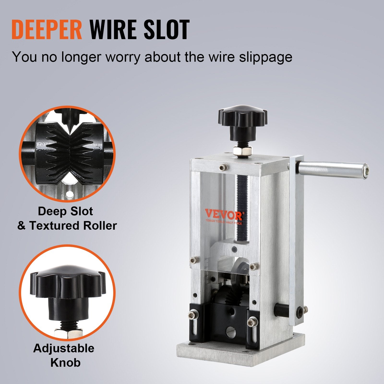 Manual Wire Stripping Machine, 0.06''-0.98'' Copper Stripper with Hand Crank or Drill Powered, Visible Stripping Depth Reference, Portable Aluminum Frame Wire Peeler for Scrap Copper Recycling - Image 4