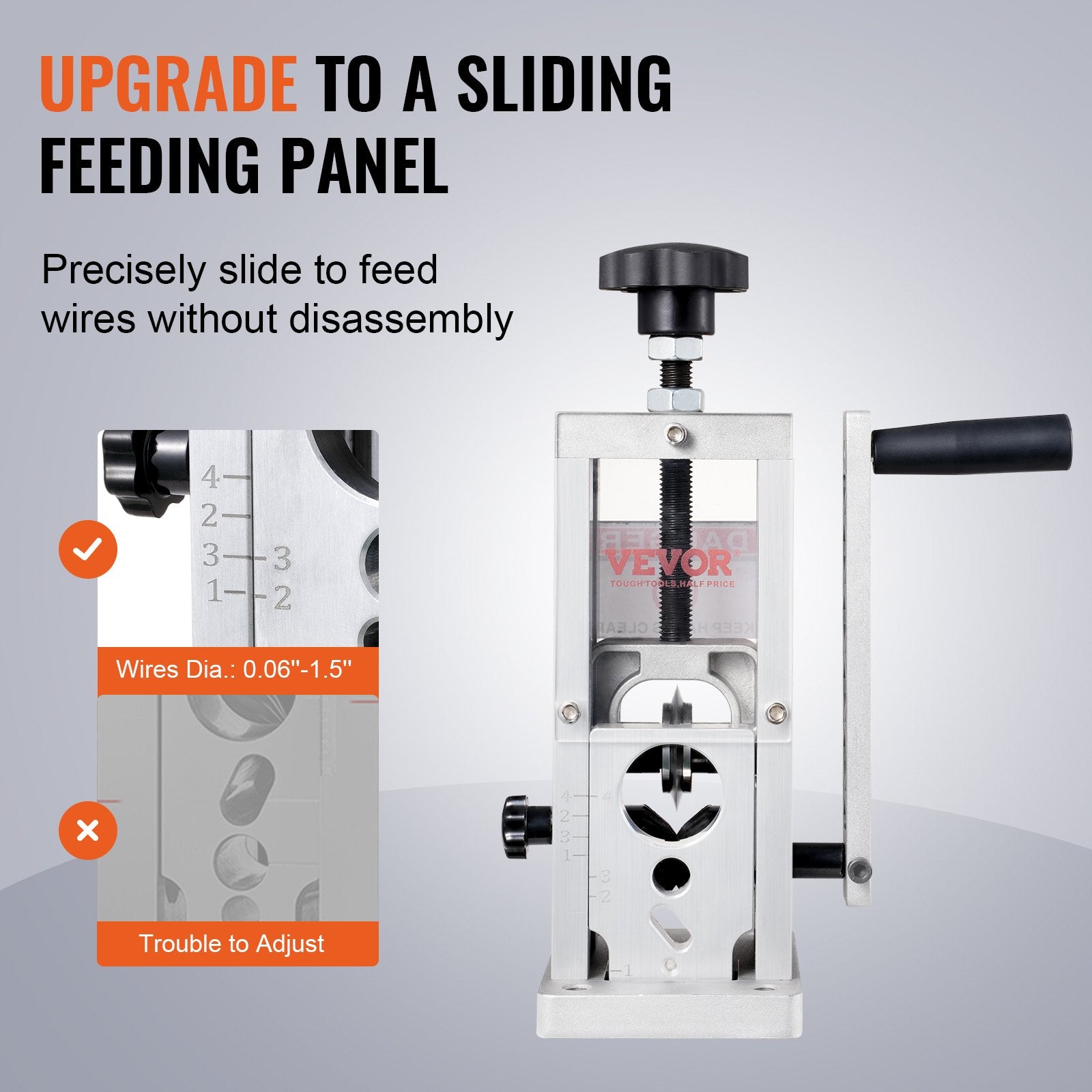 Manual Wire Stripping Machine, 0.06''-1.5'' Copper Stripper with Hand Crank or Drill Powered, Visible Stripping Depth Reference, Portable Aluminum Frame Wire Peeler for Scrap Copper Recycling - Image 3