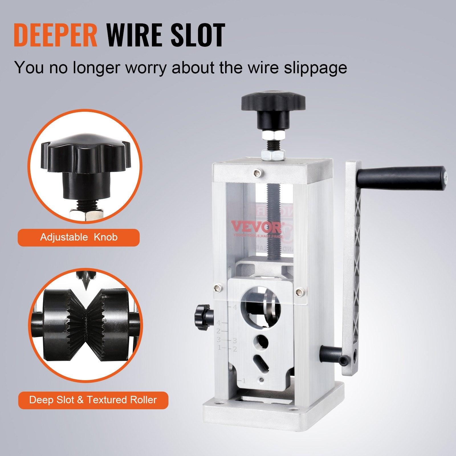 Manual Wire Stripping Machine, 0.06''-1.5'' Copper Stripper with Hand Crank or Drill Powered, Visible Stripping Depth Reference, Portable Aluminum Frame Wire Peeler for Scrap Copper Recycling - Image 4