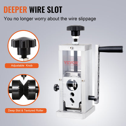 Manual Wire Stripping Machine, 0.06''-1.5'' Copper Stripper with Hand Crank or Drill Powered, Visible Stripping Depth Reference, Portable Aluminum Frame Wire Peeler for Scrap Copper Recycling - Image 4