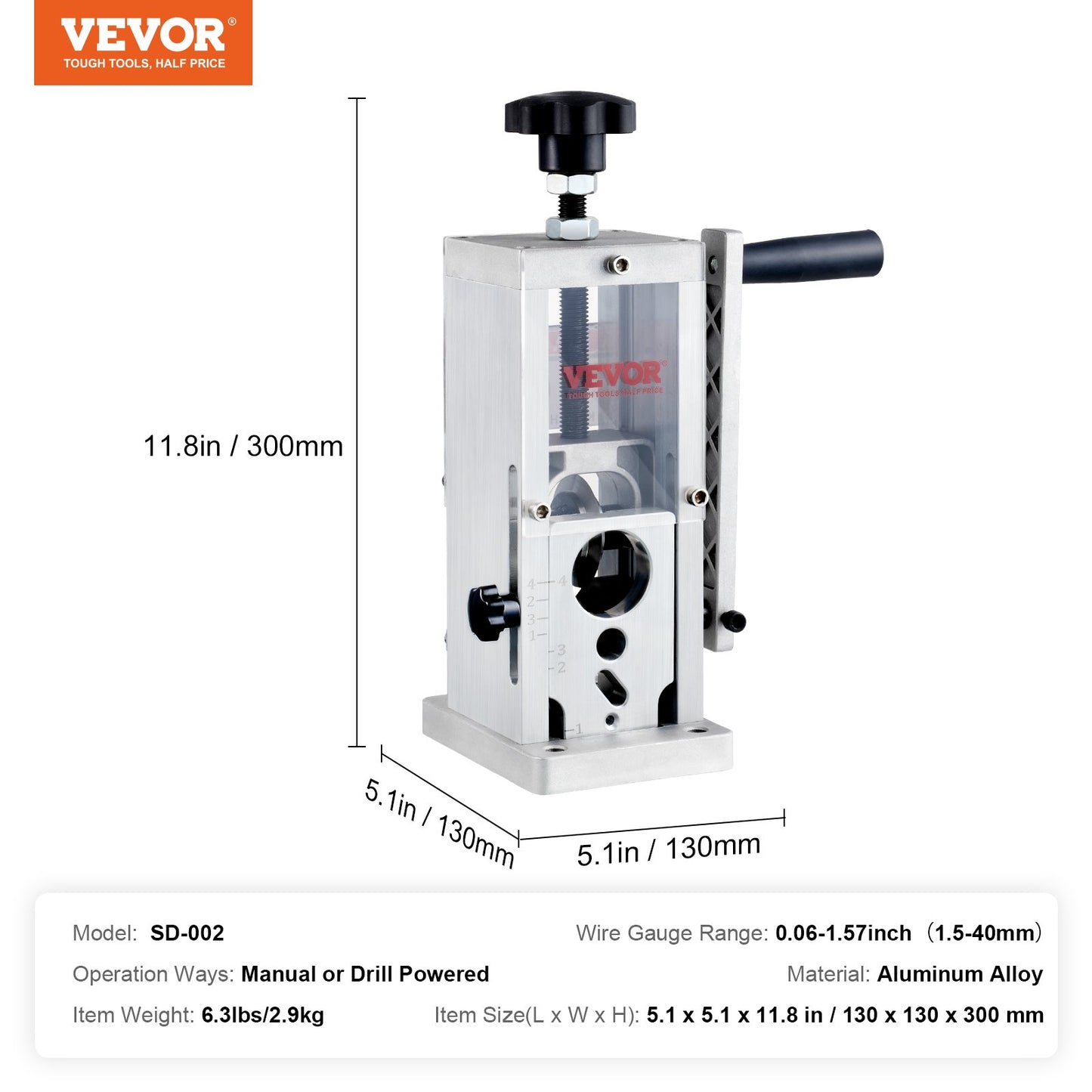 Manual Wire Stripping Machine, 0.06''-1.5'' Copper Stripper with Hand Crank or Drill Powered, Visible Stripping Depth Reference, Portable Aluminum Frame Wire Peeler for Scrap Copper Recycling - Image 7