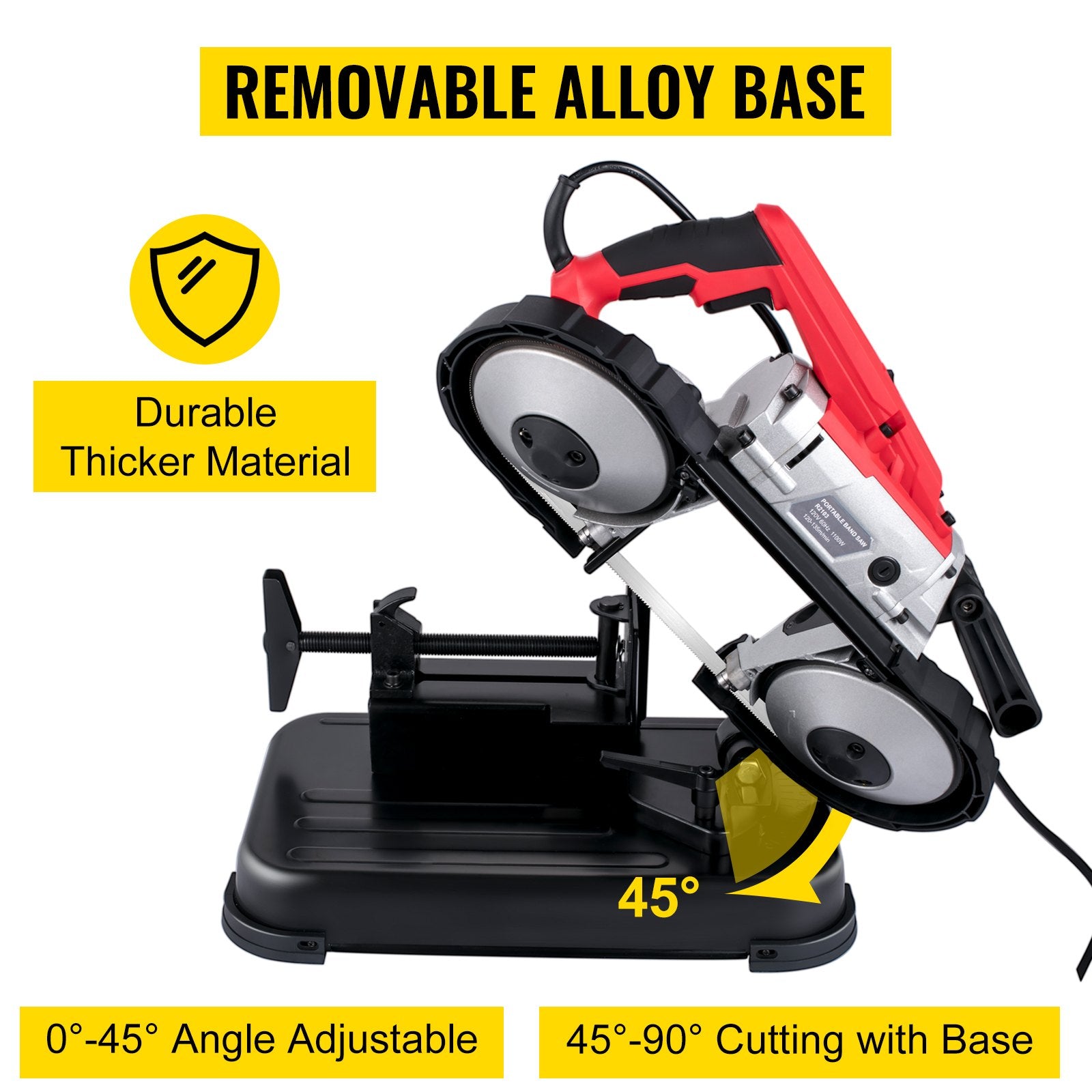Portable Band Saw,with Removable Alloy Steel Base Cordless Band Saw,127mm Cutting Capacity Hand held Band Saw,Variable Speed Portable Bandsaw, 10Amp Motor Deep Cut Band saw for Metal Wood - Image 5