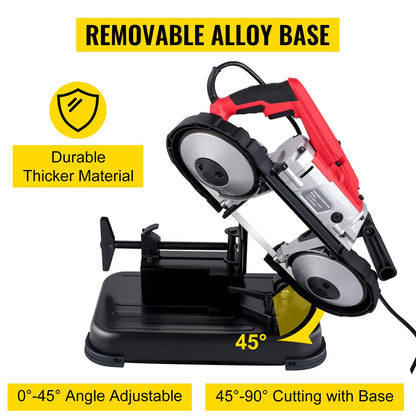 Portable Band Saw,with Removable Alloy Steel Base Cordless Band Saw,127mm Cutting Capacity Hand held Band Saw,Variable Speed Portable Bandsaw, 10Amp Motor Deep Cut Band saw for Metal Wood - Image 5