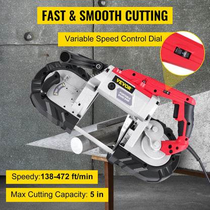 Variable-Speed 127mm Deep Cut Portable Band Saw 220V 10Amp Motor Handheld - Image 2